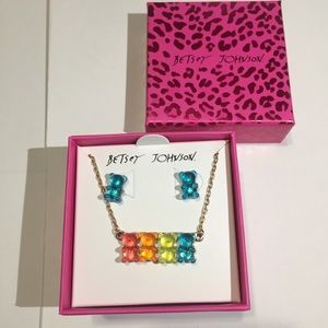Betsey Johnson bear necklace & earrings set